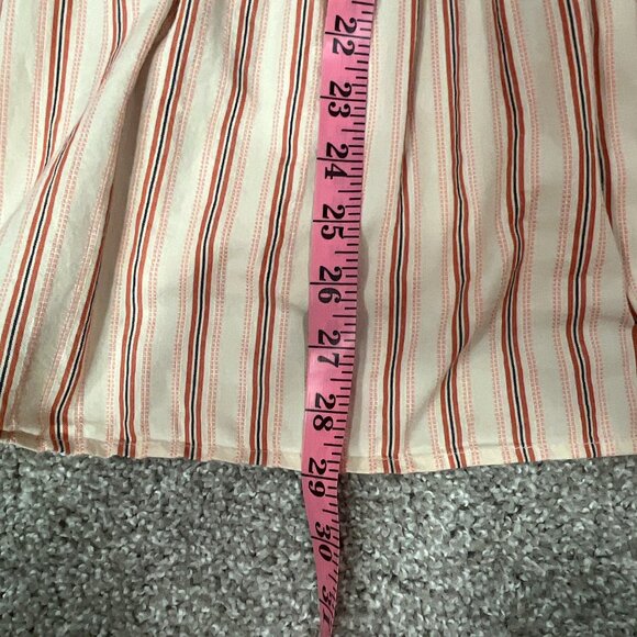 Loft Puff Sleeve Mini Dress Womens 4 Square Neck Cottage Babydoll Striped Tiered - Picture 7 of 9